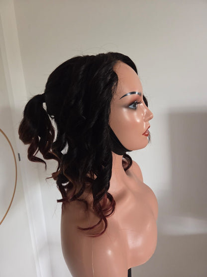 Perruque Glueless 16” – Carré bouclé ombré cuivré