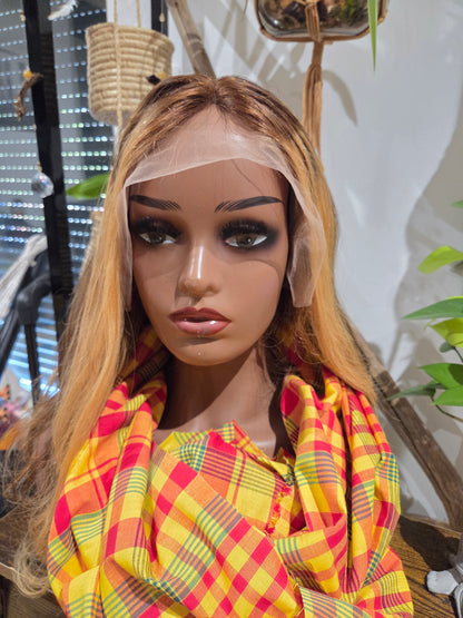 CARAMEL- – Perruque Naturelle Bouclée Miel