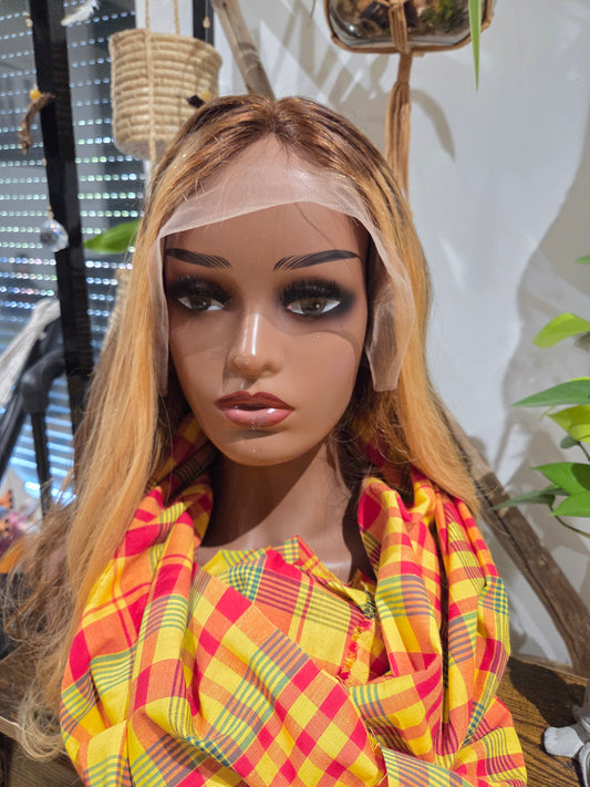CARAMEL- – Perruque Naturelle Bouclée Miel