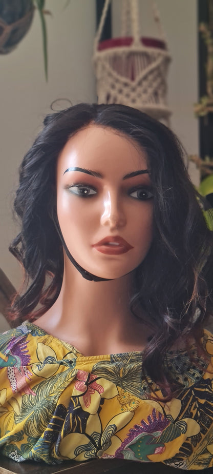 Perruque Glueless 16” – Carré bouclé ombré cuivré