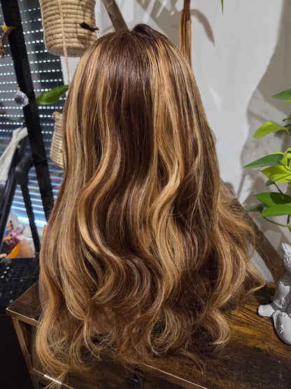 CARAMEL- – Perruque Naturelle Bouclée Miel
